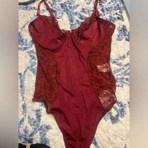 Charlotte Russe Burgundy Lace Bodysuit